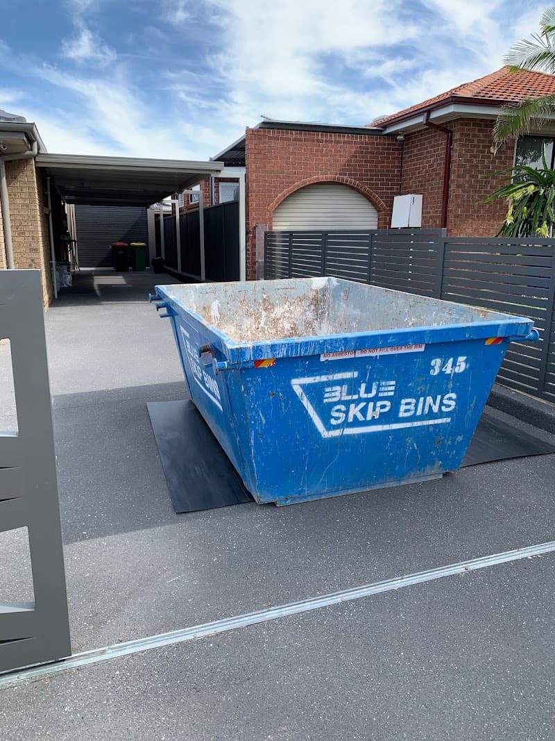Blue Skip Bin rubbish removal work in Revesby