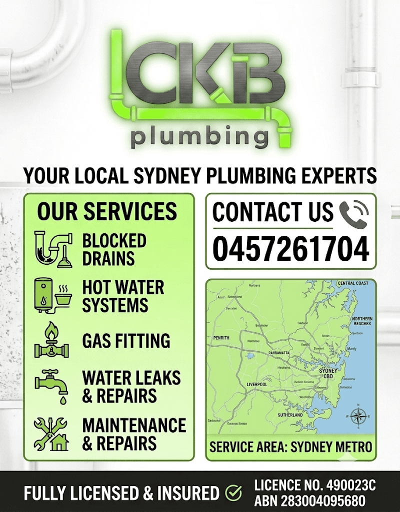 CKB plumbing plumber work in Toongabbie