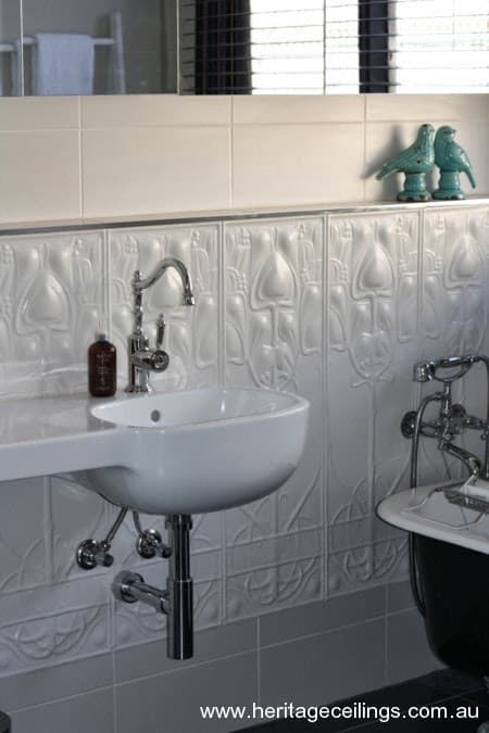 Decorative metal panels from Heritage Ceilings bathroom renovation work in East Bunbury