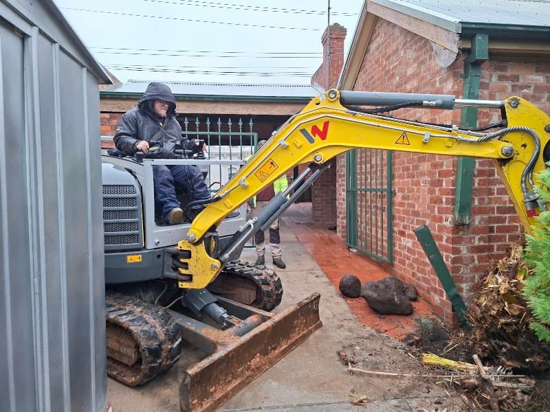 Diggermate Mini Excavator Hire Bendigo demolition work in Eaglehawk