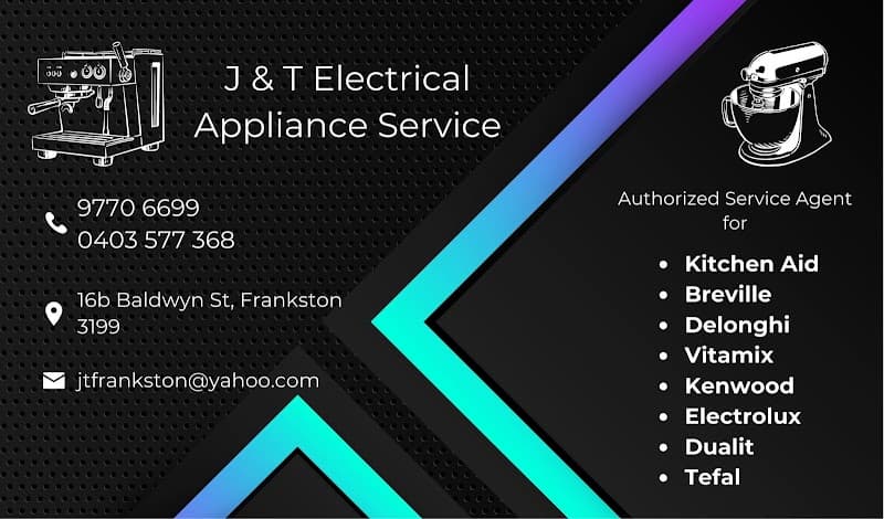 J & T Electrical - Breville - Delonghi - KitchenAid - Kenwood - Authorised Repair Agent & Specialist - Coffee Machine & Mixer appliance repair work in Frankston
