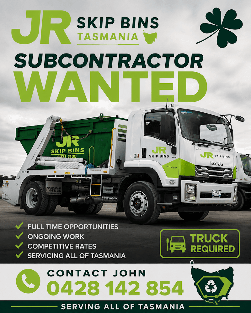 JR Skip Bins Tasmania rubbish removal work in Glenorchy