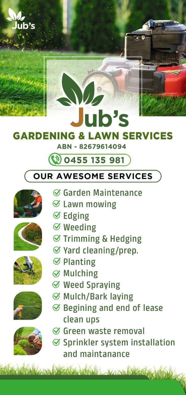 Jub's Gardening & Lawn Services lawn care work in Ridgehaven
