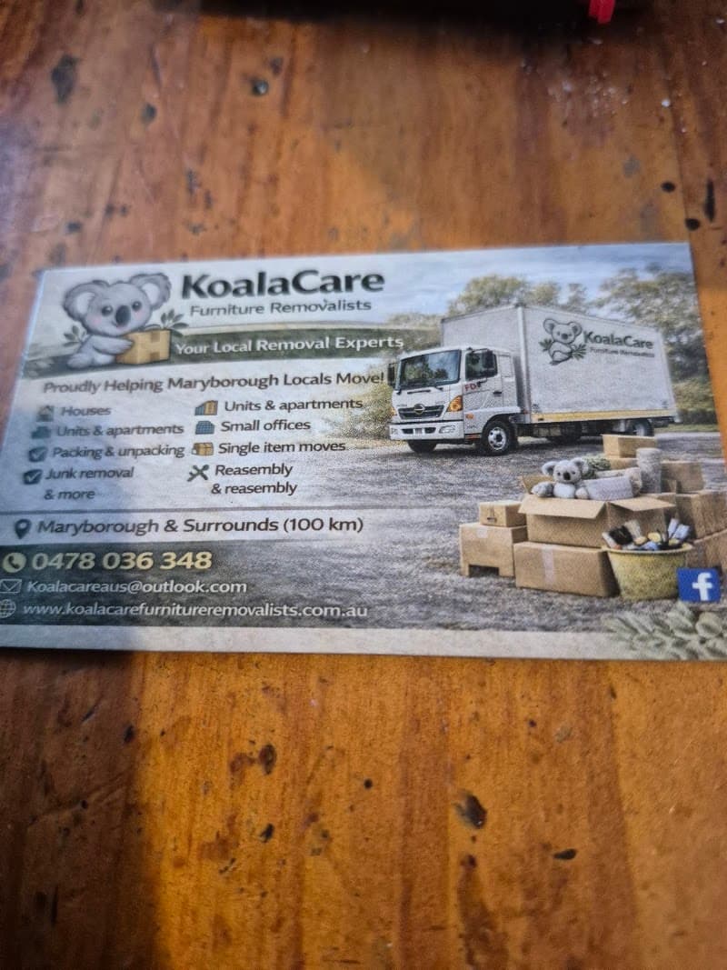 Koala Care Furniture Removalists removalist work in Maryborough