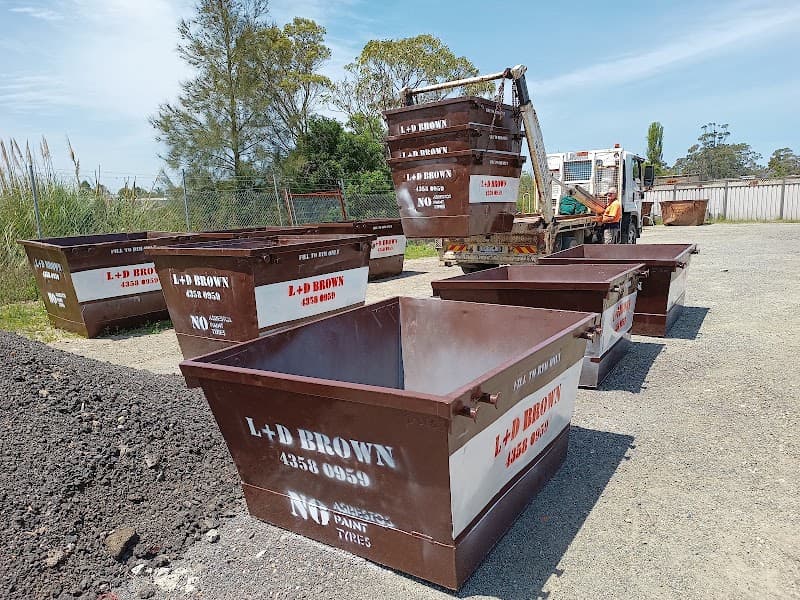 L&D Brown Skip Bin Hire rubbish removal work in Wyong