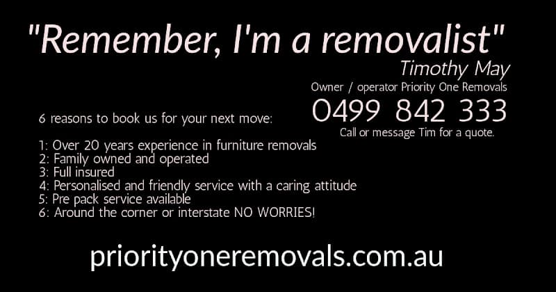Priority One Removals removalist work in East Bendigo