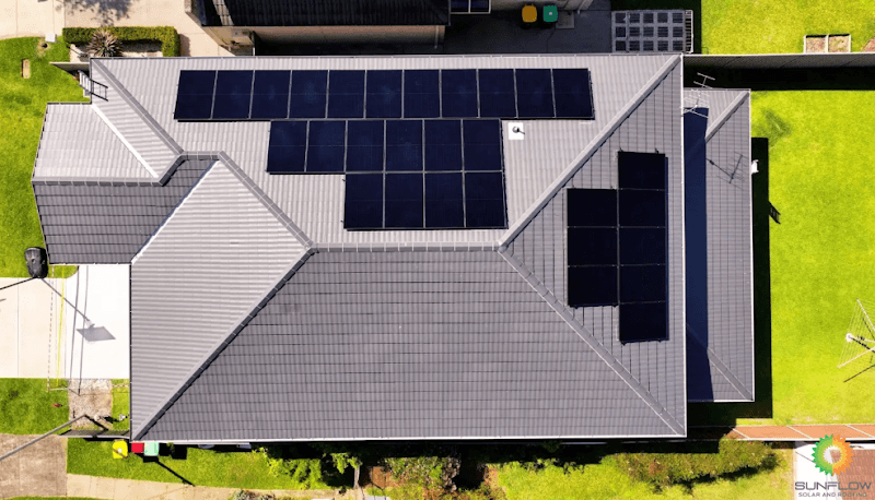 Sunflow Solar and Roofing solar panel installation work in Peakhurst