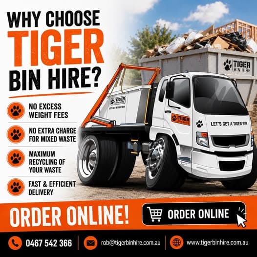 Tiger Skip Bin Hire Bendigo rubbish removal work in East Bendigo