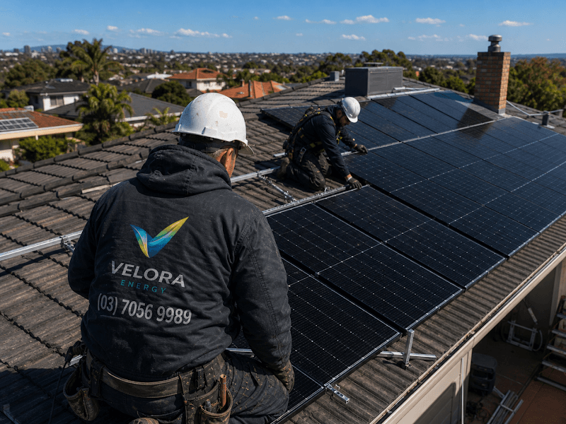 Velora Energy solar panel installation work in Melbourne