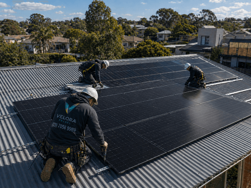 Velora Energy solar panel installation work in Melbourne