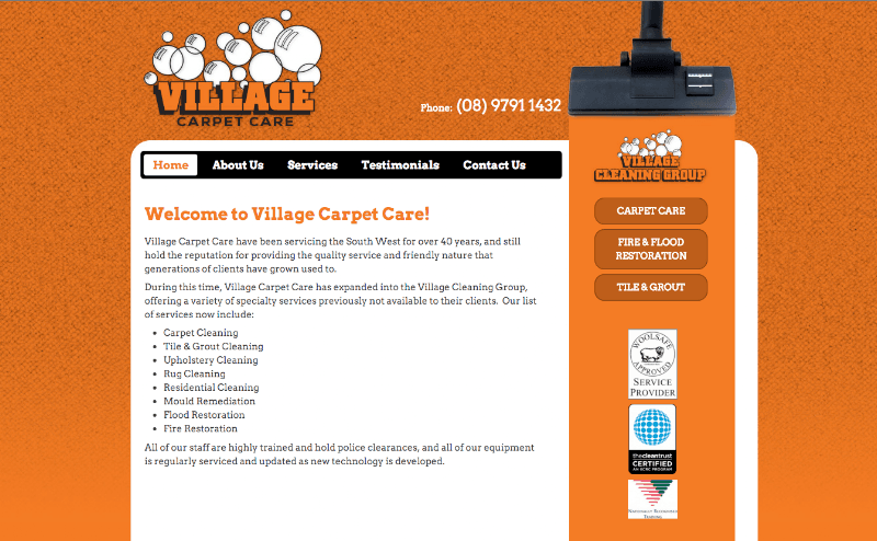 Village Carpet Care carpet cleaning work in Bunbury