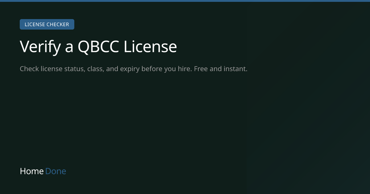 Check a License — QBCC License Checker — Home Done